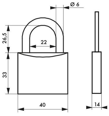 Cadenas à clé largeur 40 mm par 2 THIRARD