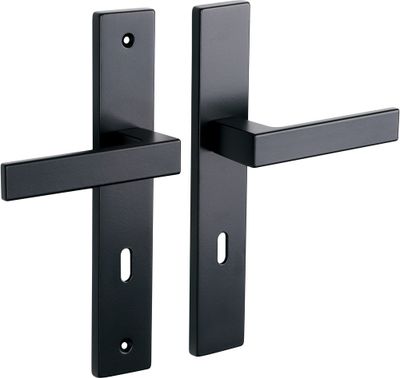 Poignées de porte sur plaques à clé Loft noir mat ALPERTEC