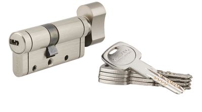 Cylindre de serrure à bouton 40 x 30 mm Trafic 12 très haute sécurité nickelé 5 clés THIRARD