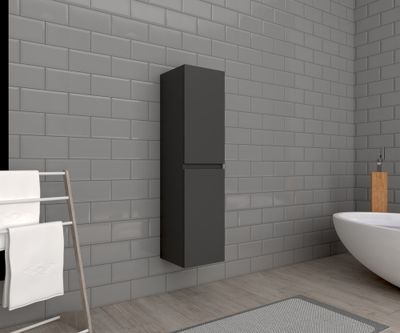 Colonne de salle de bains Volta L30 x H120 x P30 cm bois mélaminé gris