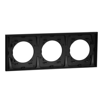 Plaque de finition 3 postes Odace 2025 Métal effet titane / noir- SCHNEIDER ELECTRIC