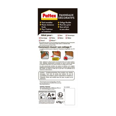 Colle de fixation Panneaux décoratifs cartouche 470 g - PATTEX