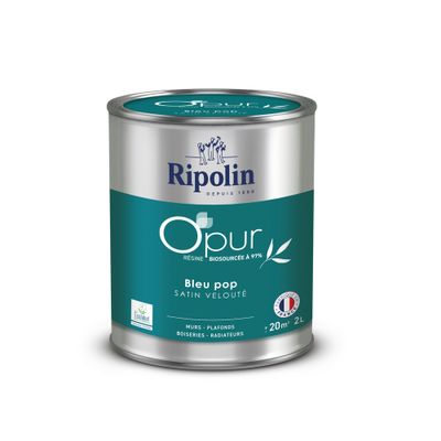 Peinture O'PUR Satin BLEU POP 2 L - RIPOLIN