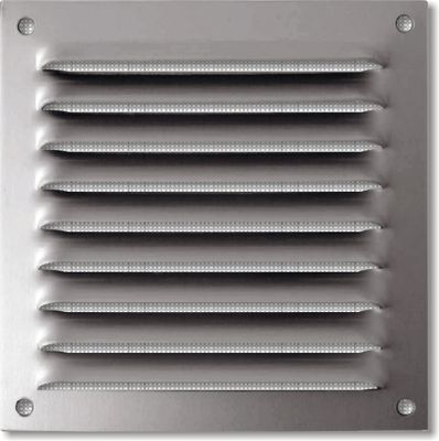 Grille à persiennes aluminium anodisé avec moustiquaire 100 x 100 mm AUTOGYRE