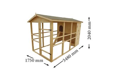 Poulailler en bois non-teinté avec toit bitumé XXXL 5,18 m², Livraison à domicile incluse - HABRITA