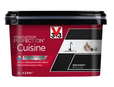Peinture de rénovation pour cuisine noir quartz finition métallisée 2L - V33