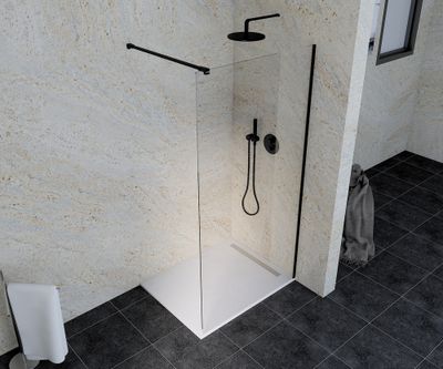 Paroi de douche à l'italienne 100x195 cm profilé noir verre transparent 6 mm Serenity - OCEA