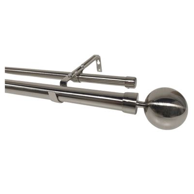 Kit double tringle extensible en métal de 2 à 3.70 m diam 16 à 28 mm Finition Nickel brossé - MOBOIS