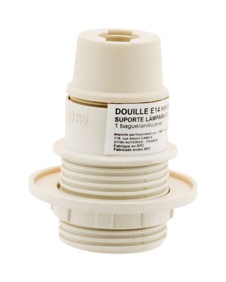 Douille électrique E14 plastique blanc - ZENITECH