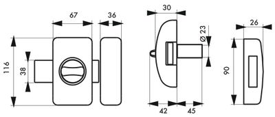 Verrou de porte d'entrée universel à bouton et cylindre 45 mm argent 3 clés THIRARD