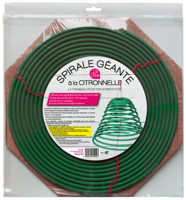 Spirale géante à la citronnelle répulsif extérieur anti-moustique 30 cm - SIAM