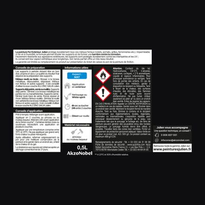 Peinture fer antirouille noir mat 0,5 L - JULIEN