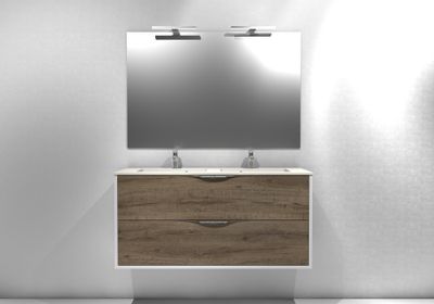 Meuble de salle de bains Frenchart 2 portes L120 x H56 x P47 cm panneau de particules blanc et pitaya - CONCILIO