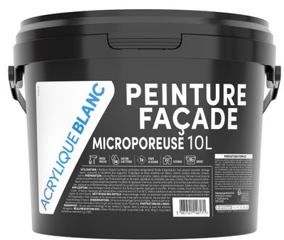 Peinture façade Acrylique poreuse 10 L blanc - TDP
