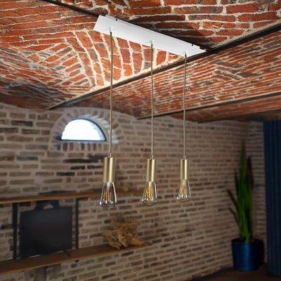 Plafonnier métal 12x55 cm blanc 3 sorties - TIBELEC