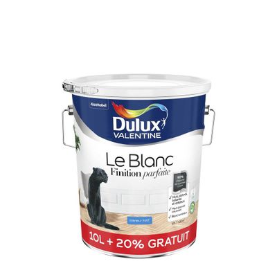 Peinture acrylique finition parfaite blanc mat 10 L + 20 % - DULUX VALENTINE