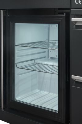 Cuisine d'extérieure Athène S  noire avec évier, réfrigérateur, plan de travail et barbecue - BRASERO