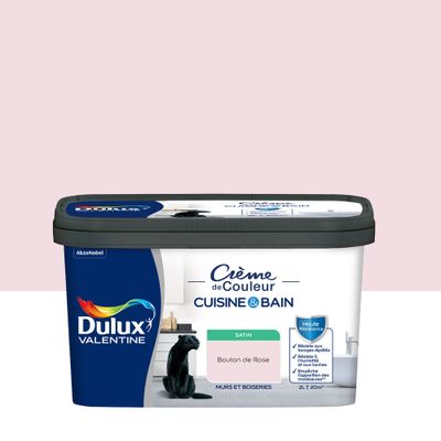 Peinture Crème de Couleur Cuisine et Bain Satin Bouton de Rose 2 L - DULUX VALENTINE