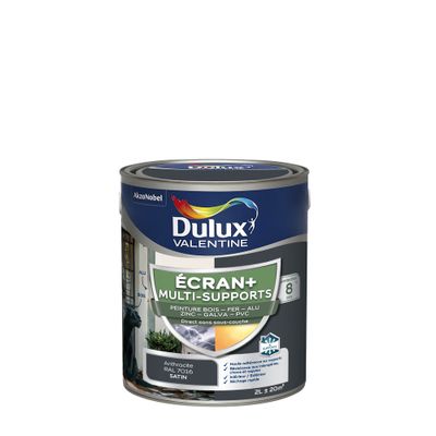 Peinture Ecran+ Multi-supports Dulux Valentine Satin Gris Anthracite 2 L