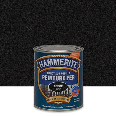 Peinture fer extérieur direct sur rouille finition fer forgé noir 0,75 L - HAMMERITE