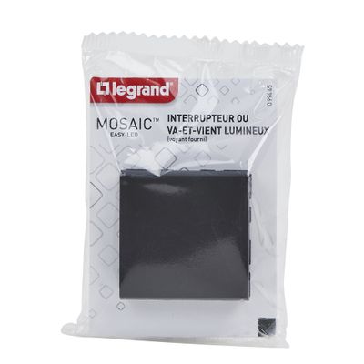 Interrupteur va-et-vient encastrable avec voyant/témoin lumineux 2 modules Noir - Mosaic LEGRAND