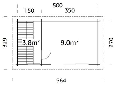 Sauna extérieur Palmako Sanna avec studio et baie simple vitrage -  18,3 m² - PALMAKO