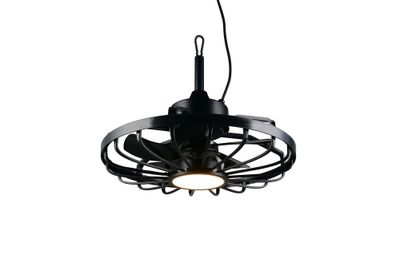 Ventilateur de plafond avec prise secteur IP44 lumière LED + télécommande Noir Ø51cm - Oslo REALITY