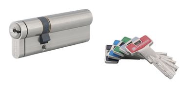 Cylindre de serrure double entrée débrayable 30 x 60 mm Transit 2 très haute sécurité nickelé 5 clés THIRARD