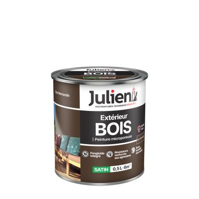 Peinture bois brun Normandie satin 0,5 L - JULIEN