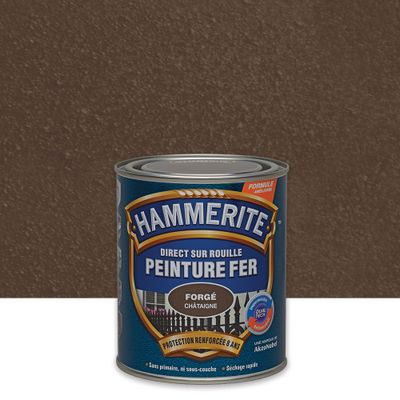 Peinture fer extérieur direct sur rouille finition fer forgé châtaigne 0,75 L - HAMMERITE