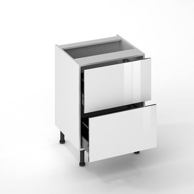 Façades tiroir pour meuble de cuisine Cristal blanche 70 x 60 cm par 2 OFITRES