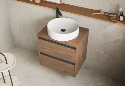 Plateau de salle de bains Thana avec renfort L60 x H1,6 x P46 cm panneau de particules vieux chêne