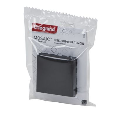 Interrupteur va-et-vient encastrable avec voyant/témoin lumineux 2 modules Noir - Mosaic LEGRAND