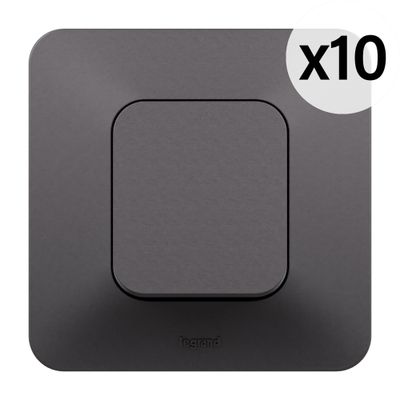 Interrupteurs va-et-vient encastrables 10A complets Noir par 10 - Neptune LEGRAND