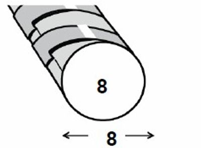 Profilé rond béton crénelé acier laminé à chaud verni diamètre 8 mm 1 m CQFD