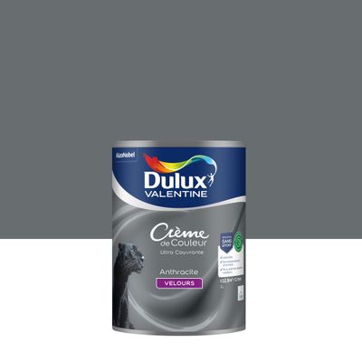 Peinture crème de couleur Anthracite velours 1L - DULUX VALENTINE