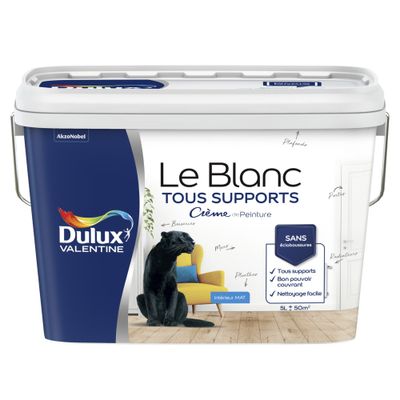 Peinture acrylique Tous Supports blanc mat 5 L - DULUX VALENTINE