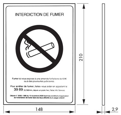 Plaque signalétique adhésive Défense de fumer 148 x 210 mm THIRARD