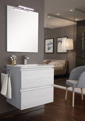 Meuble de salle de bains Inglet 60 x 61 x 45 cm 2 tiroirs bois mélaminé coloris hibernian + vasque céramique - EGORE