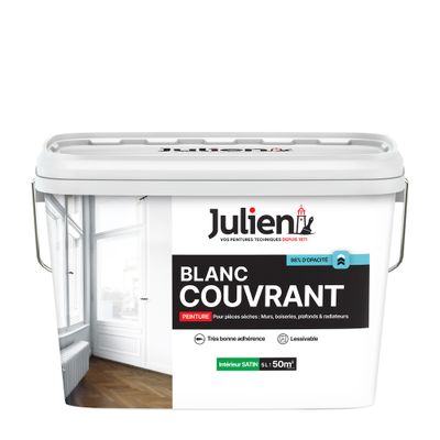 Peinture acrylique Couvrant blanc satin 5 L - JULIEN