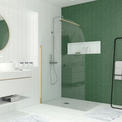 Paroi de douche à l'italienne 120x200 cm profilé or verre transparent 6 mm Arcade - AURLANE