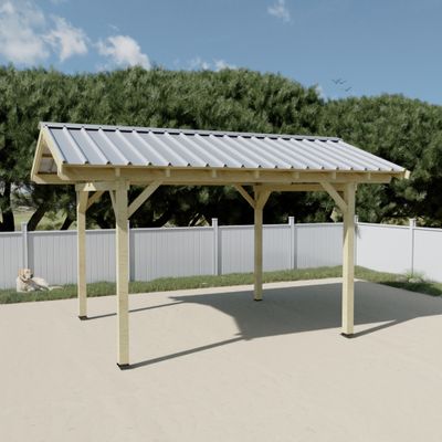 Carport double pente bois massif naturel 17.85 m²  - HABRITA