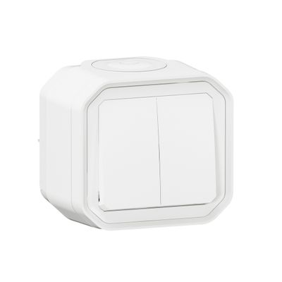 Double interrupteur va-et-vient ou poussoir étanche IP55 en saillie Blanc - Plexo LEGRAND