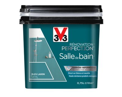 Peinture de rénovation pour salle de bain bleu lagon finition satinée 0,75L - V33