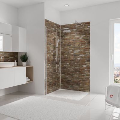 Panneaux muraux de douche 100+100x210 cm briques industrielles DecoDesign Décor - SCHULTE