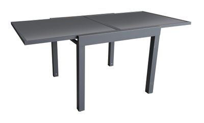 Table de jardin à rallonge ELOISE aluminium et verre gris 135/270x90 cm - PROLOISIRS