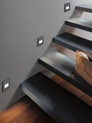 Spot LED encastrable mural carré noir - PAULMANN