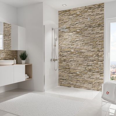 Panneau mural de douche 150x255 cm parement clair DecoDesign Décor - SCHULTE