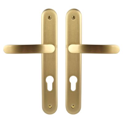 Poignées de porte sur plaques à cylindre Xeus laiton satiné ALPERTEC