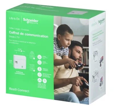Coffret de communication grade 2TV 4 RJ45 - Resi9 Connect SCHNEIDER ELECTRIC